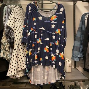 Pixar UP Themed High Low 3/4 Sleeve Top